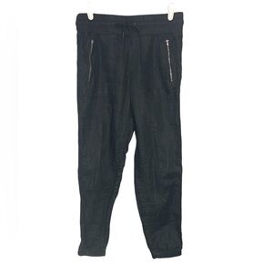Athleta Cabo Pure Linen Jogger Athletic Pants Size 4 Slim Fit Black Drawstring